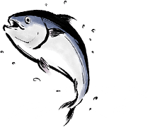 海面から飛び跳ねる魚のイラスト