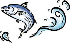 魚と波のイラスト